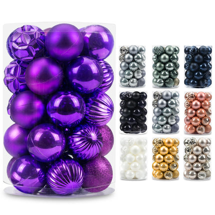 2.36''/60mm 34ct Christmas Ball Large Ornaments Party Decorations Shatterproof Festival Pendant Hangings for Xmas Tree Decor (60mm, Dark Blue)
