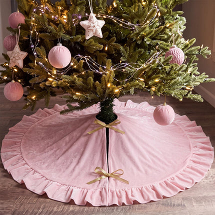 Falda de árbol de Navidad de terciopelo, 48 Inches, estilo moño, verde salvia