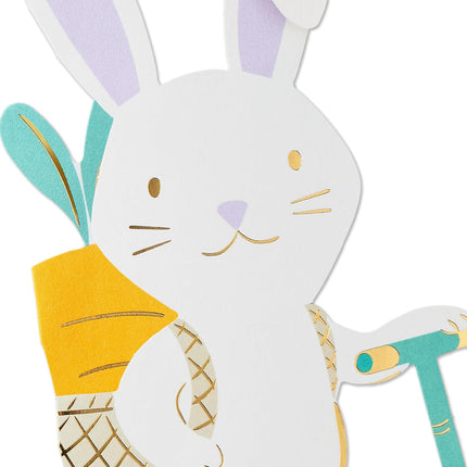 Hallmark Kids Easter Card, Wheely Fun (Die-Cut Bunny on Scooter with Removable Carrot Card) for Son, Daughter, Grandchild