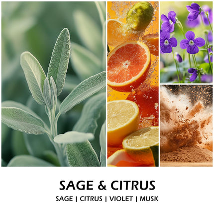 Sage Citrus Scented Candle, Soy Wax 7 oz