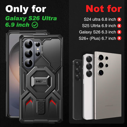 TONGATE Magnetic Stand for Samsung Galaxy S26 Ultra Case, Compatible with Magsafe, [Camera Cover & 2 Front Frames][Military Drop Protection] S26 Ultra Case Built-in Screen Protector & Belt Clip, Black