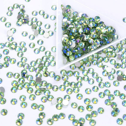 288Pcs Light-green Ab Crystal Rhinestones,Glass Flatback Rhinestones Gemstones for Nail Face Makeup Art Crafts Clothes Decoration-(SS30,6.5mm,Light-green Ab)