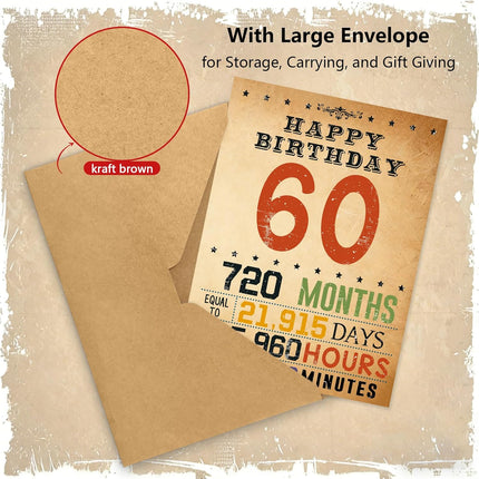 Happy 60th Birthday Card & Gifts for Women Men, 60 Year Old Birthday Party Decorations for Dad Mom, 60th Birthday Gift for Husband Wife, Back In 1966