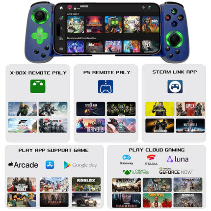 arVin Mobile Gaming Controller for iPhone, Android with Phone CASE Support & Green Light, Wireless Gamepad for iPhone/iPad/Samsung/Tablet/Switch/PS4/PC-Play Xbox Cloud Gaming/PS Remote Play/Steam Link