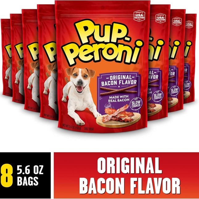 Original Bacon Flavor Dog Treats, 5.6 oz, Pack of 8