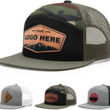Personalized Custom Flat Bill Trucker Leather Patch Hat