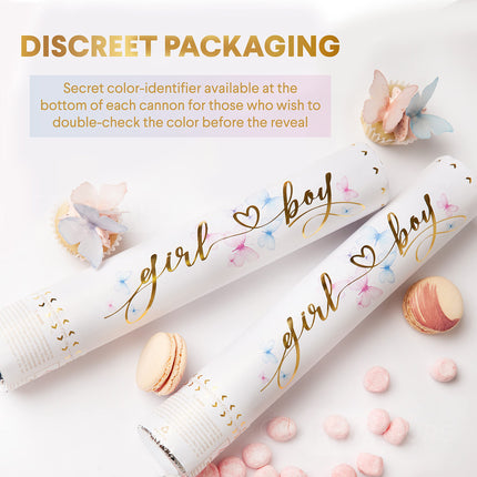 Gender Reveal Confetti Cannon, Biodegradable Blue Powder, 2 Pack