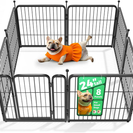 FXW Rollick Unleashed Dog Playpen for Indoor, Yard, RV Camping, 24 inch 8 Panels for Small and Puppy Dogs, Black│Patented