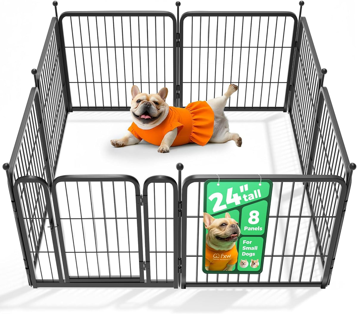 Dog Playpen, 24-Inch 8-Panel, Black