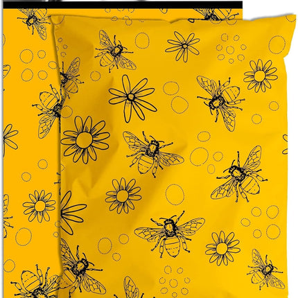 Bees Poly Mailer 10x13 Inch 100 Pcs, Waterproof Shipping Bags for Clothing, Tear-Resistant Mailier Bags, Strong Mailing Bags with Self-Seal