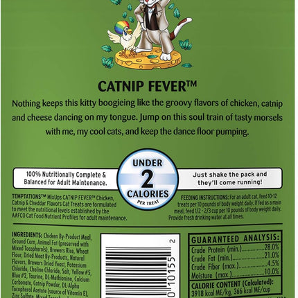 Temptations Cat Treats, Classic Crunchy and Soft Cat Treats, Catnip Fever Flavor, Catnip Treats, 3 oz. Pouch (Pack of 12)