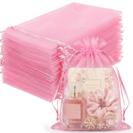 100Pcs White Organza Bags 3x4in,Small Mesh Drawstring Gift Bag