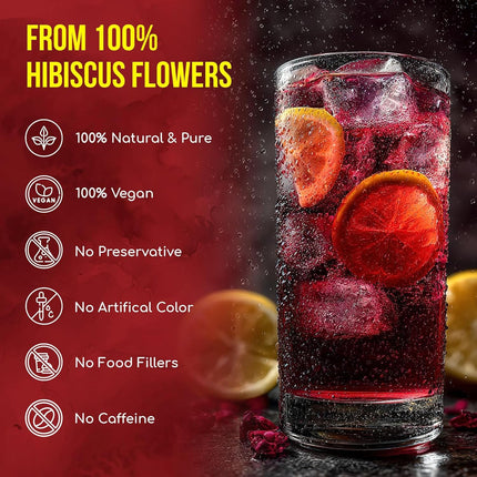 FRESHDRINKUS 140 Hibiscus Flowers Tea Bags, 100% Natural, Pure from Hibiscus Flowers. Loose Flower Hibiscus Herbal Tea. Hibiscus Flower Tea. No Sugar, No Caffeine, No Gluten, Vegan.