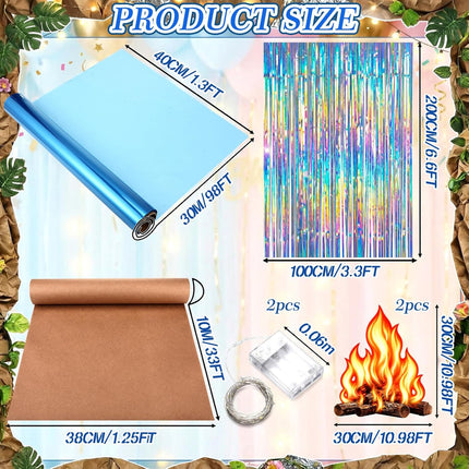 Spiareal 7 Pcs Waterfall Landscaping Kit for Classroom Vbs Decorations DIY Rainforest Campfire Backdrop with LED Light Bible Story Scene 3D Stream Props Vacation Bible School Jungle Church Event 2026