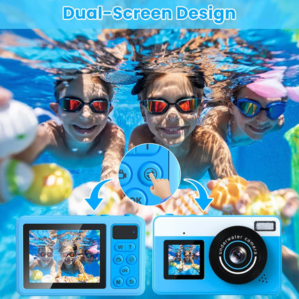 4K Underwater Digital Camera,10FT Floating Camera,48MP Waterproof Camera for Snorkeling,Surfing,Swimming and Kayaking,Dual-Screen Selfie,Autofocus,18X Zoom,Fill Light,32GB Card,Type-C Rechargeable