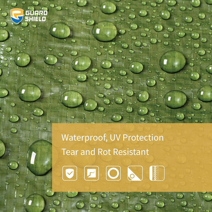 GUARD SHIELD Tarp Green 12x12 Feet Multi Purpose Waterproof Poly Tarp Cover 5mil