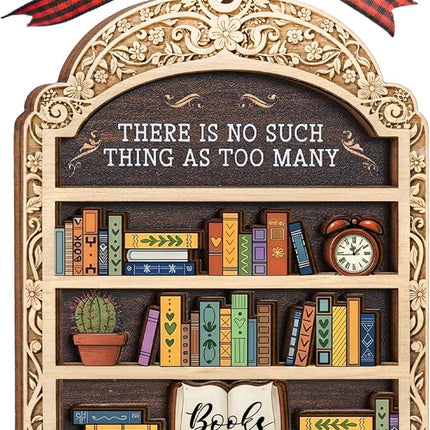 Book Lovers Gifts for Women, Valentines Day Gifts for Teacher, Librarian, Reader, Bookworm, Book Ornament Faux Stained Glass Window Hanging, Bookish Gifts Stocking Stuffer Decor (Bookshelf)