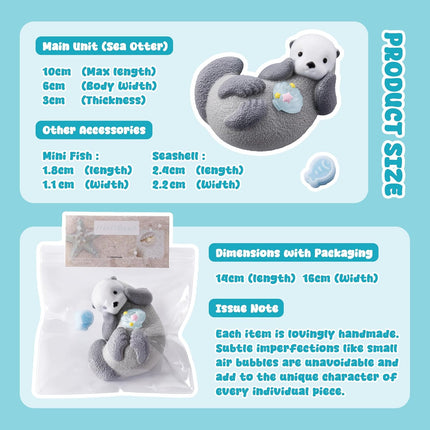 Handmade Taba Sea Otter Squishy -Premium Non-Toxic Silicone Stress Relief Ultra-Soft Squishy Fidget Toys for Anxiety, Cute & Collectible Gift for Kids and Adults