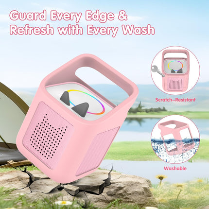 Silicone Case for Toniebox 2 Audio Player, Shockproof & Scratch-Resistant Portable Protective Cover Sleeve for Tonies Toniebox 2 Accessories with Carry Handle (Pink)