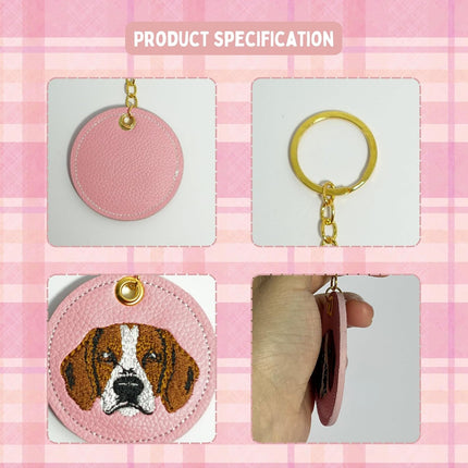 Pink French Bulldog Embroidered Keychain – Handmade PU Leather Dog Bag Charm for Women, Cute Purse Accessory