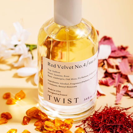 Twist - Red Velvet No. 4 - Eau De Parfum Inspired by MFK Baccarat Rouge 540, Long-Lasting Perfume For Women & Men, Amber & Saffron, Vegan, Clean Ingredients, Unisex - Spray 100 ml | 3.4 fl. oz.