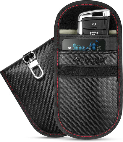2PK Faraday Bags for Car Keys Fob, 3.5''X5.0'' Faraday Cage Protector, Car RFID Signal Blocking, Anti-Theft Pouch
