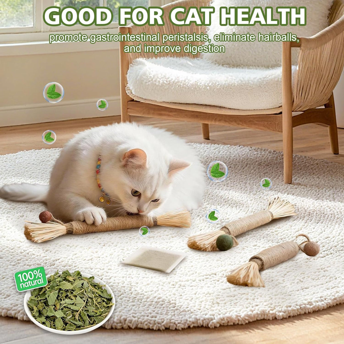 7 Pack Silvervine Sticks Cat Toy for Cats with Catnip & Matatabi Ball, Natural Chew Toys for Anxiety - photo 5