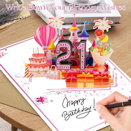 21st Birthday Card,3D Pop Up Funny 21st Birthday Decorations for Girls Granddaughter Sister,Happy 21 Year Old Birthday Gift for Daughter,Great 21Year Old Gifts Idea for Her,Jumbo Rose Glod In 2005