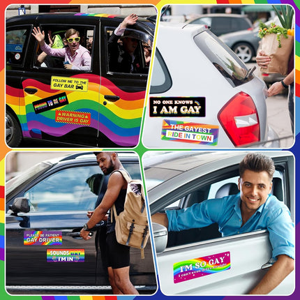Funny Car Magnets, 10 Pcs Gay Bumper Magnets Reusable Car Stickers Gay Magnets for Car Prank Waterproof Magnetic Bumper Stickers for Vehicles Trucks Fridge