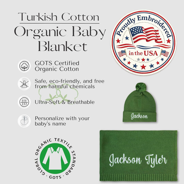 Personalized GOTS Organic Baby Swaddle Blanket