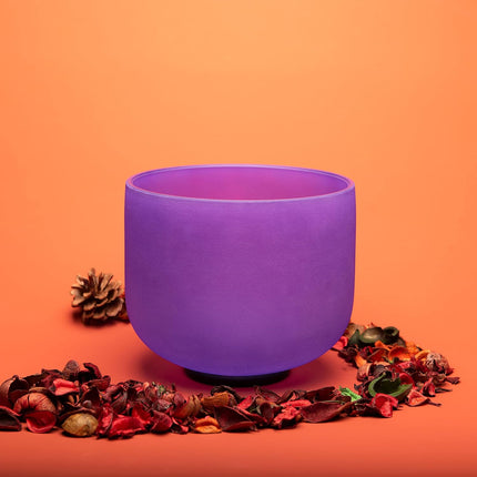 Purple B Note Crystal Singing Bowl Crown Chakra 8 inch with Suede Mallet