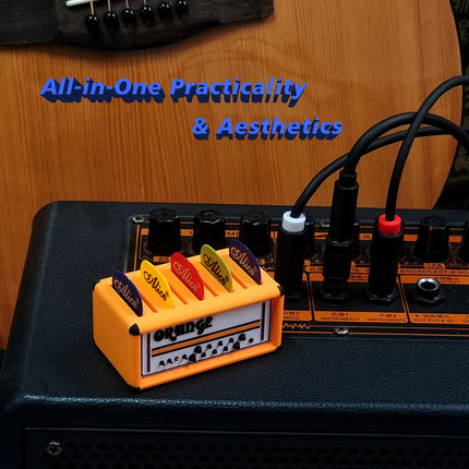 Guitar Picks Holder Box,Amplifier Speaker Style,Includes guitar picks of 10 different thicknesses,Gift For Guitar Players Guitarists (holding up to 9 picks)