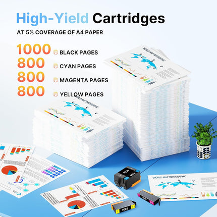 923e 923 Ink Cartridges for HP Printers with Chip Replacement for HP 923XL Ink Cartridges Combo Pack for HP923 OfficeJet Pro 8135e 8130e 8139e 8138e 8122e 8120 8124e 8125e 8130 8132e 8134e Printer