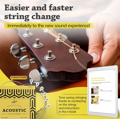 Quality Acoustic Guitar Strings - 6 String Set with Picks and Extra High E String - photo 5