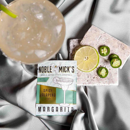 Noble Mick's Easy Delicious Refreshing Ready To Use For A Party, Celebration, or Happy Hour, Single Serve Craft Cocktail Mix, Spicy Jalapeno Margarita, 4 Pack