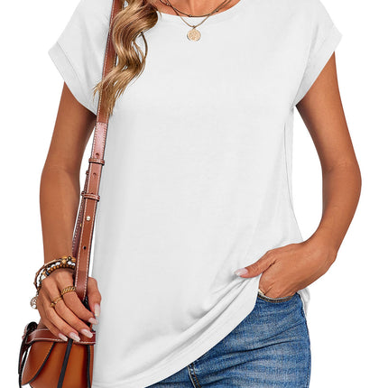 Womens Tops Summer Casual Cap Sleeve Tshirts Shirts Business Blouses