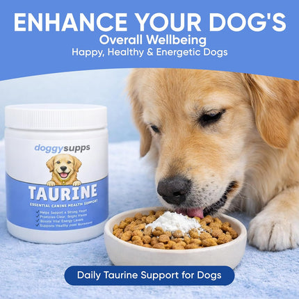 Doggy Supps Taurine for Dogs, Taurine Supplement for Dogs, Immune Support, Boost Energy & Vitality, Skin & Coat Health for Heart, Vision & Daily Wellness, 200 Grams (1)