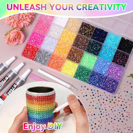 32000Pcs 3MM Colors Flatback Rhinestones for Bedazzling, Jelly Resin Crystal Rhinestones Gems, Colorful Gems Bedazzling for Crafting DIY Face Makeup Crafts Tumblers