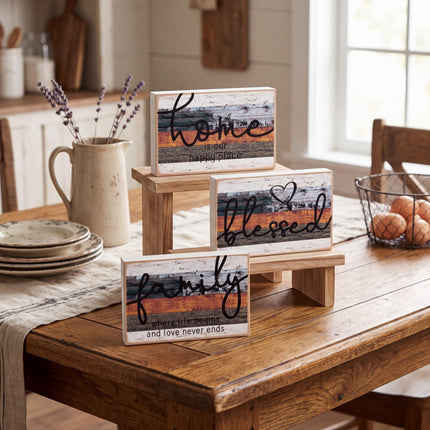Mini Wooden Sign Farmhouse Shelf,Retro Color,4.25 x 2.76 x 0.59 in
