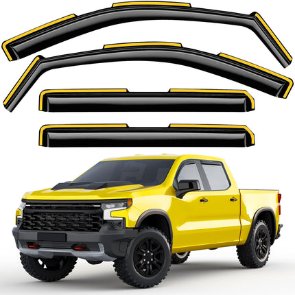 in-Channel Extra Durable Window Rain Guards for Chevy Silverado/GMC Sierra 1500 2019-2026 Crew Cab,Window Deflectors,Vent Visors,Side Window Shades, Truck Accessories-4pcs