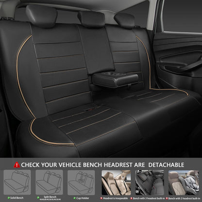 Universal FIT Piping Leather Car Seat Cover, for suvs,Van,Trucks,Airbag Compatible,Inside Zipper Design - photo 4