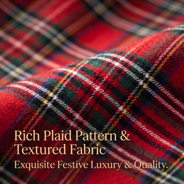 Red Tartan Christmas Tree Skirt with Ruffle Edge Bow, 36 Inch
