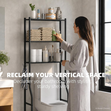3-Tier Over-the-Toilet Storage Rack with Anti-Tilt Frame