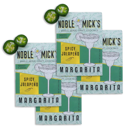 Noble Mick's Easy Delicious Refreshing Ready To Use For A Party, Celebration, or Happy Hour, Single Serve Craft Cocktail Mix, Spicy Jalapeno Margarita, 4 Pack