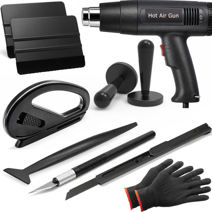 Kit de vinilo para envolver con pistola de calor, kit negro para autos y polarizado de ventanas