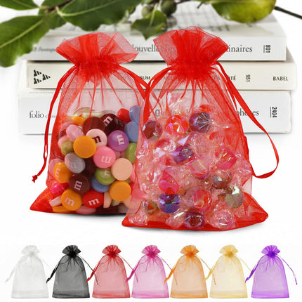 50PCS Organza Bags 5 x 7, White Small Gift Mesh Bags Drawstring Bulk