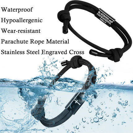 PEALICIOUS Mens Cross Bracelet as Easter Basket Stuffers for Teens, Soccer Baseball Joshua 1 9 Cross Bracelet Basketball Philippians 4:13 Accessories as Boys Easter Gifts for Sons Baptism Confirmation