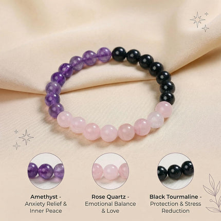 Bivei Protection Bracelet, Strength Crystal Healing Bracelet 8MM - Spiritual Stretch Beaded Jewelry for Women Men Gift