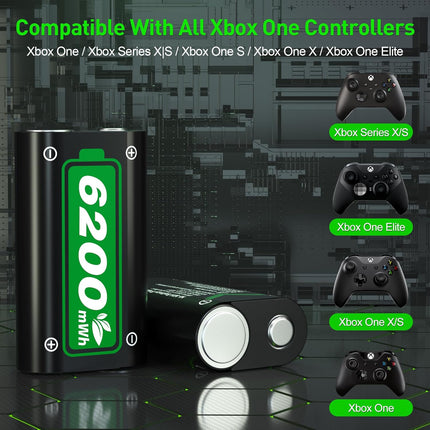 Ukor Fast Charging 2x6200mWh Rechargeable Battery Packs with Charger for Xbox One/Xbox Series X|S Xbox One S/Xbox One X/Xbox One Elite Wireless Controller, Lasting Intelligent Protection