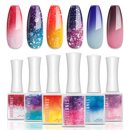 Nude Gel Nail Polish Set 6Colors Pink Milky White Brown